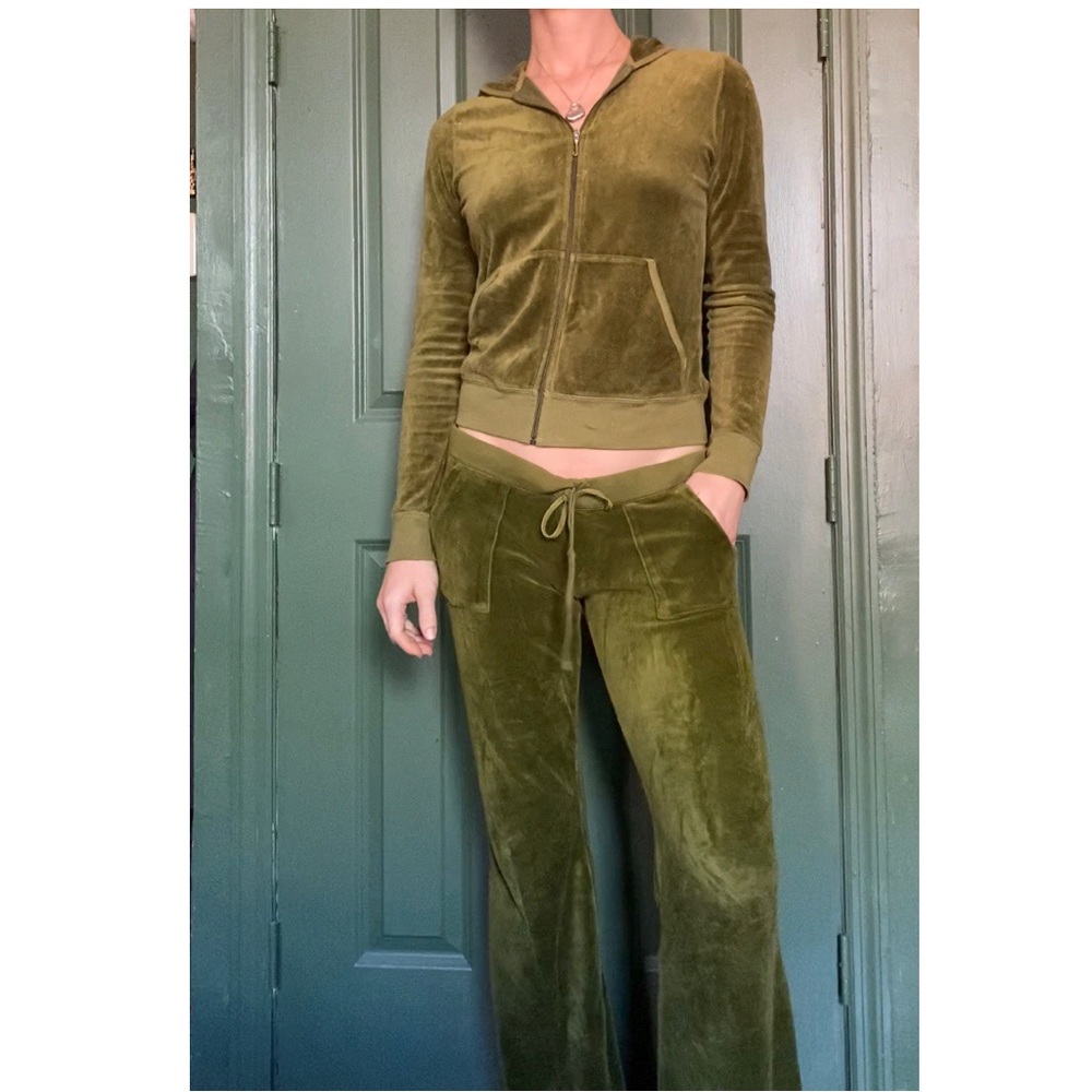 Vintage velour Juicy Couture set in olive green